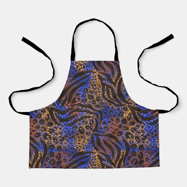 Luxurious Leopard and Zebra Print Pattern Apron (Front)