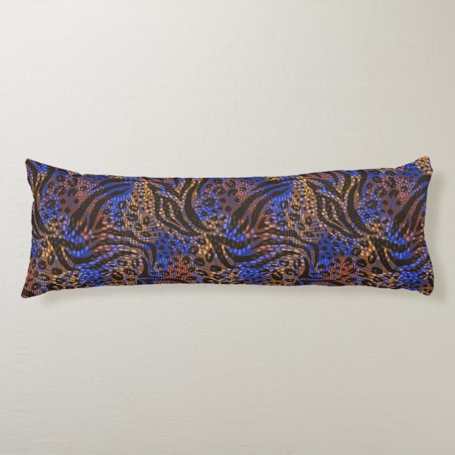 Luxurious Leopard and Zebra Print Pattern Body Pillow (Front)