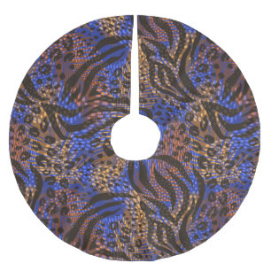 Luxurious Leopard and Zebra Print Pattern Brushed Polyester Tree Skirt