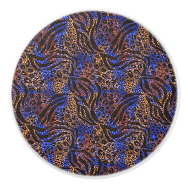 Luxurious Leopard and Zebra Print Pattern Ceramic Knob (Front)