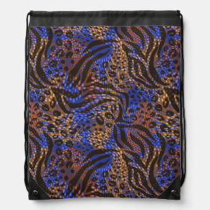 Luxurious Leopard and Zebra Print Pattern Drawstring Bag