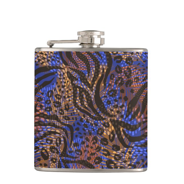 Luxurious Leopard and Zebra Print Pattern Flask (Front)