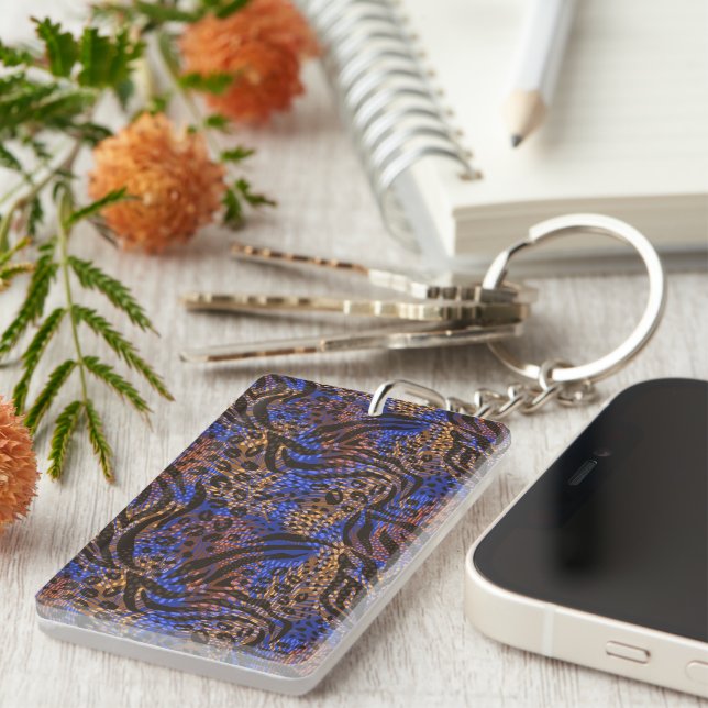 Luxurious Leopard and Zebra Print Pattern Keychain (Front Right)