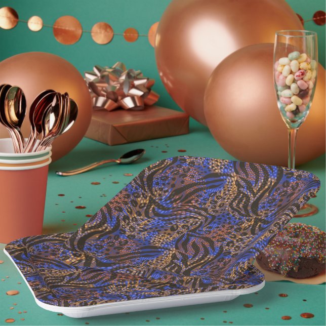 Luxurious Leopard and Zebra Print Pattern Paper Plates (Multi)