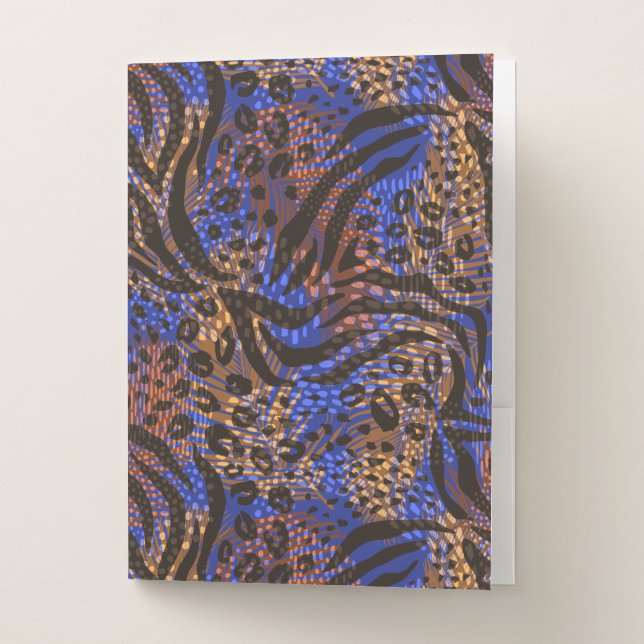 Luxurious Leopard and Zebra Print Pattern Pocket Folder (Front)