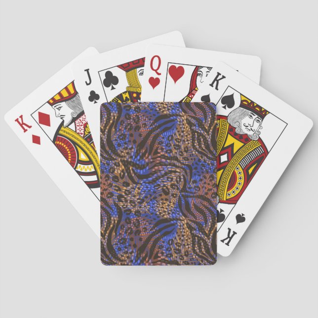 Luxurious Leopard and Zebra Print Pattern Poker Cards (Back)