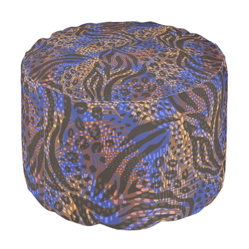 Luxurious Leopard and Zebra Print Pattern Pouf