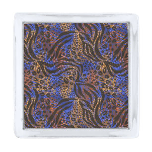 Luxurious Leopard and Zebra Print Pattern Silver Finish Lapel Pin