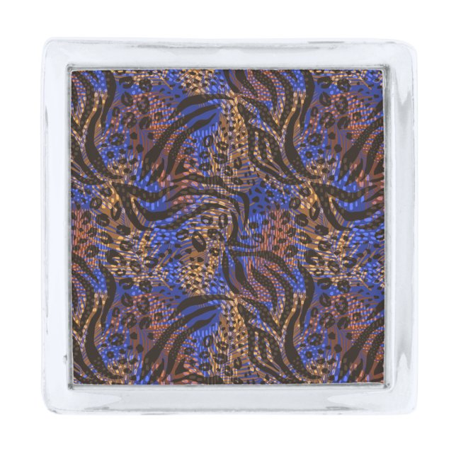 Luxurious Leopard and Zebra Print Pattern Silver Finish Lapel Pin (Front)