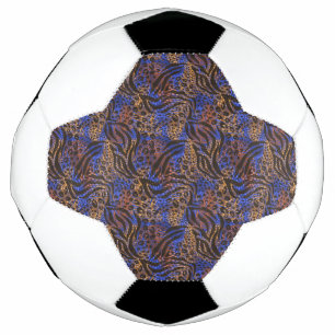 Luxurious Leopard and Zebra Print Pattern Soccer Ball