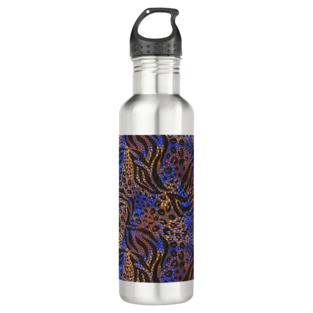 Luxurious Leopard and Zebra Print Pattern Stainless Steel Water Bottle (Front)