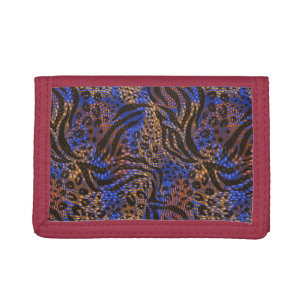 Luxurious Leopard and Zebra Print Pattern Trifold Wallet
