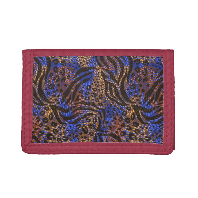 Luxurious Leopard and Zebra Print Pattern Trifold Wallet (Front)