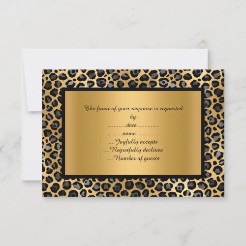 LUXURIOUS LEOPARD PATTERNED RSVP ANNOUCEMENT CARD