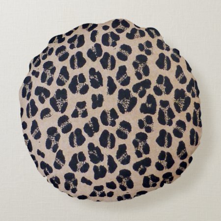 Luxurious Leopard Print Round Throw Pillow (16")