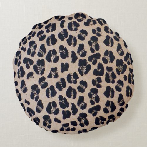 Luxurious Leopard Print Round Throw Pillow 16