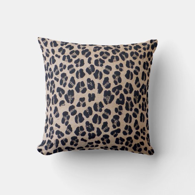 Luxurious Leopard Print Throw Pillow 16" x 16" (Front)