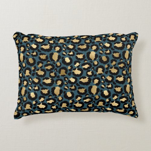 Luxurious Leopard Spots Dark Blue Wild Glam Accent Pillow