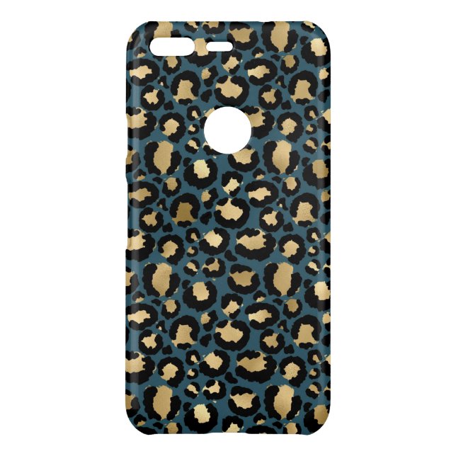 Luxurious Leopard Spots Dark Blue Wild Glam Uncommon Google Pixel Case (Back)