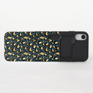 Luxurious Leopard Spots Dark Blue Wild Glam iPhone XR Slider Case