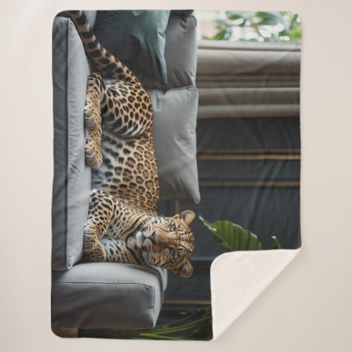 Luxurious leopard wild animal  sherpa blanket