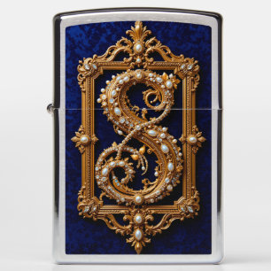 Luxurious Letter S in Ornate Golden Frame Zippo Lighter