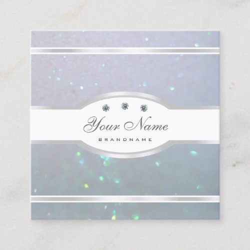 Luxurious Light Baby Blue Pearl Glitter Sparkle Square Business Card