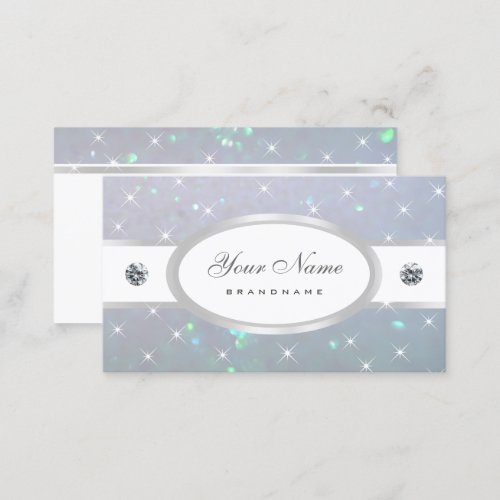 Luxurious Light Blue Pearl Glitter Sparkle Stars Business Card