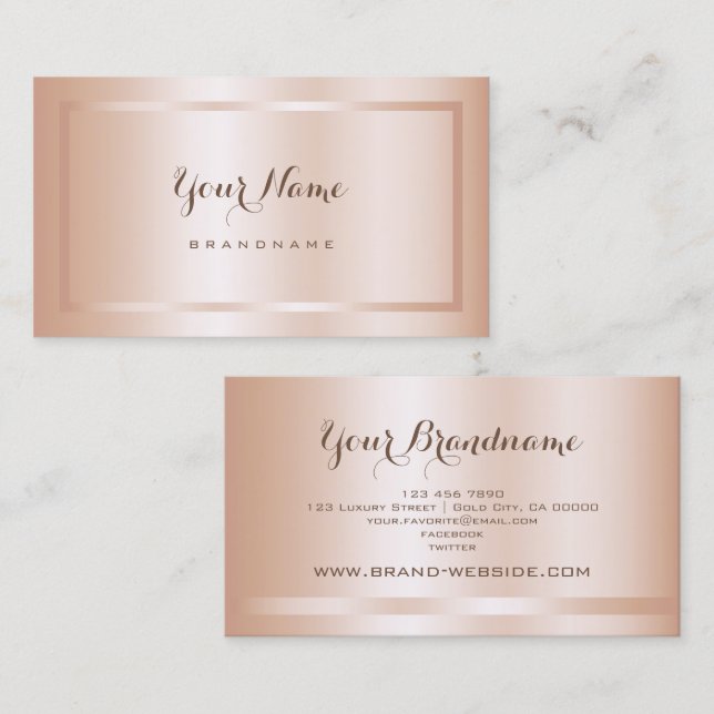 Luxurious Light Rose Gold Style Simple and Decent Business Card (Front/Back)