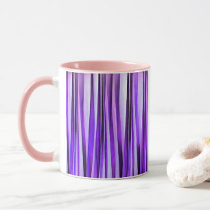 Luxurious Lilac, Purple and Silver Stripy Pattern Mug