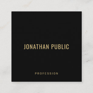 Luxurious Linen Paper Elegant Template Black Gold Square Business Card