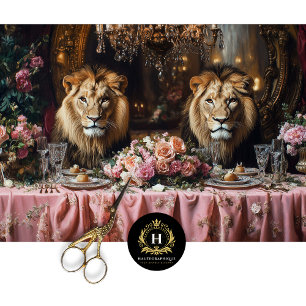 Luxurious Lion Banquet Pink Floral Table Tissue Paper