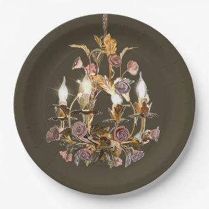 Luxurious Luminaries Floral Chandelier-Moss Green Paper Plates