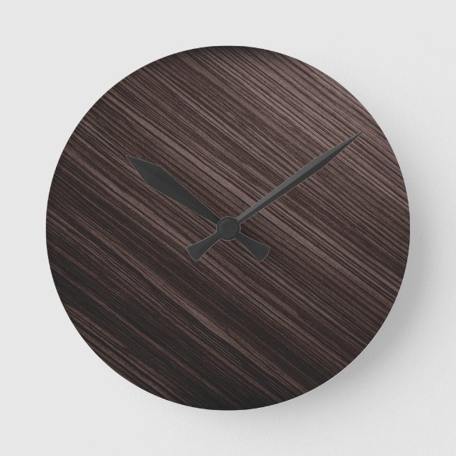 Luxurious Mahogany Wood Look Background Round Clock (Front)