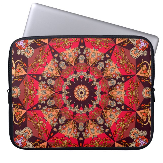 Luxurious mandala seamless, starry floral. laptop sleeve (Front)