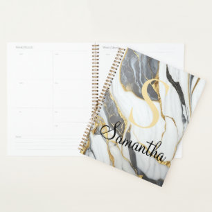 Luxurious Marble Custom Gold Grey & White Planner