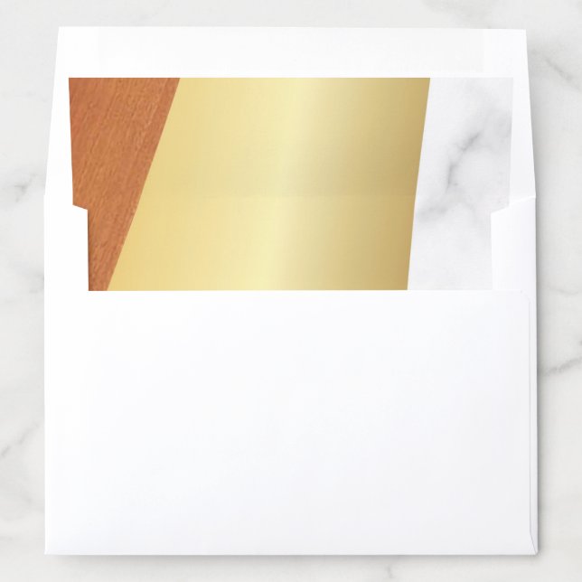 Luxurious Marble Gold Wood Modern Glamorous Envelope Liner (In Envelope)
