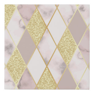 Luxurious Marble Golden Geometric Faux Canvas Print