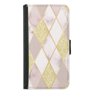 Luxurious Marble Golden Geometric Samsung Galaxy S5 Wallet Case
