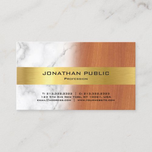 Luxurious Marble Wood Gold Elegant Professional Business Card