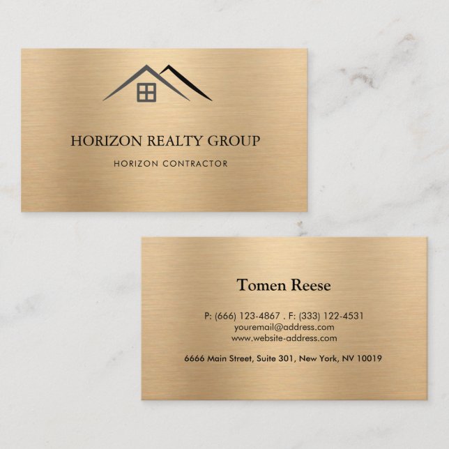 Luxurious Metallic Gold Business Card (Front/Back)