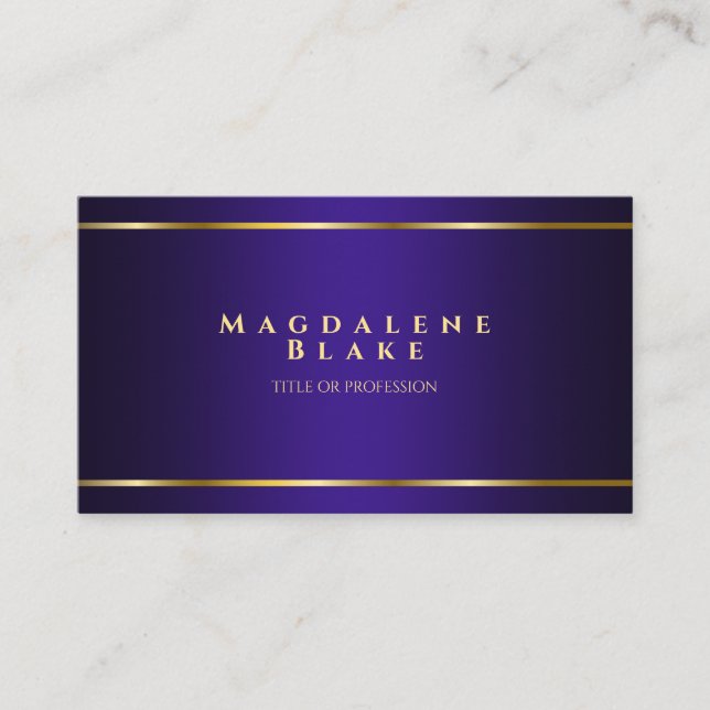 Luxurious Minimalist Purple Gold Business Card (Front)