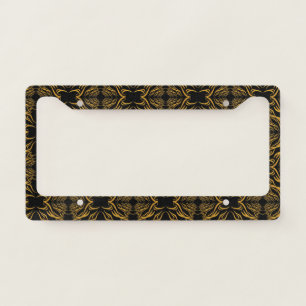 Luxurious Modern Abstract Black Pattern License Plate Frame