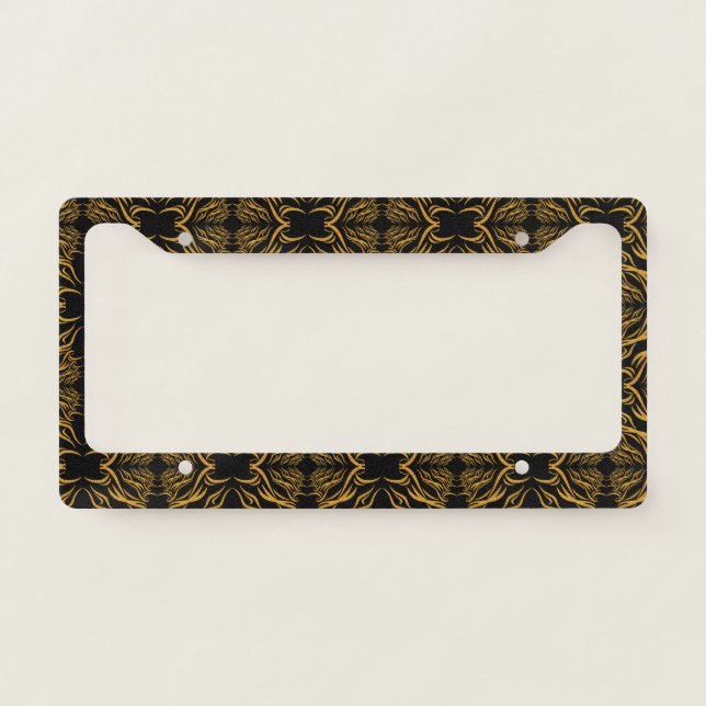Luxurious Modern Abstract Black Pattern License Plate Frame (Front)