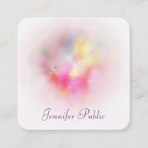 Luxurious Modern Colorful Abstract Art Template Square Business Card