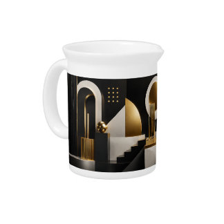 Luxurious Modern Composition: Gold, Black Gift Beverage Pitcher