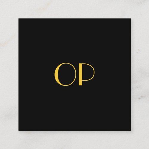Luxurious Modern Elegant Black Gold Monogram  Square Business Card