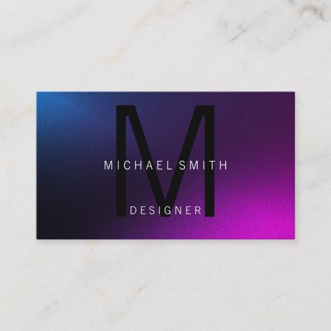 Luxurious Modern Elegant Black Monogram Purple  Business Card (Front)