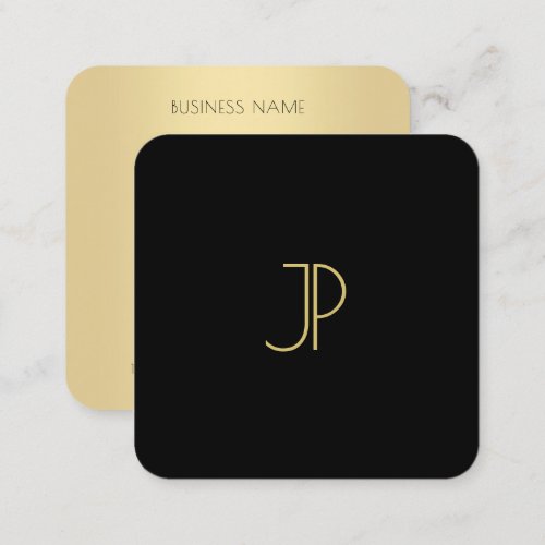 Luxurious Modern Elegant Gold Monogram Template Square Business Card