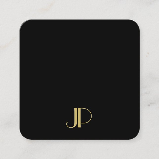 Luxurious Modern Elegant Gold Monogram Template Square Business Card (Front)
